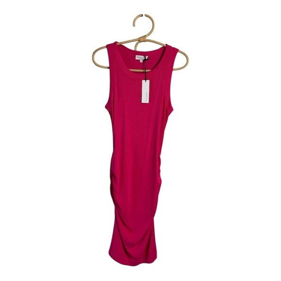 Michael Stars Demi Magenta Pink Sleeveless Ruched Tank Knit Dress SF2557P MP NEW - Picture 3 of 14